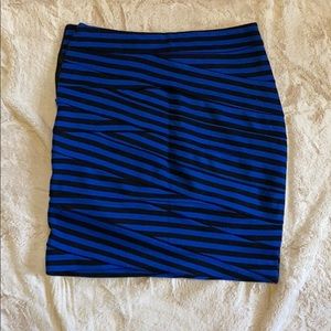 Black and cobalt blue striped skirt